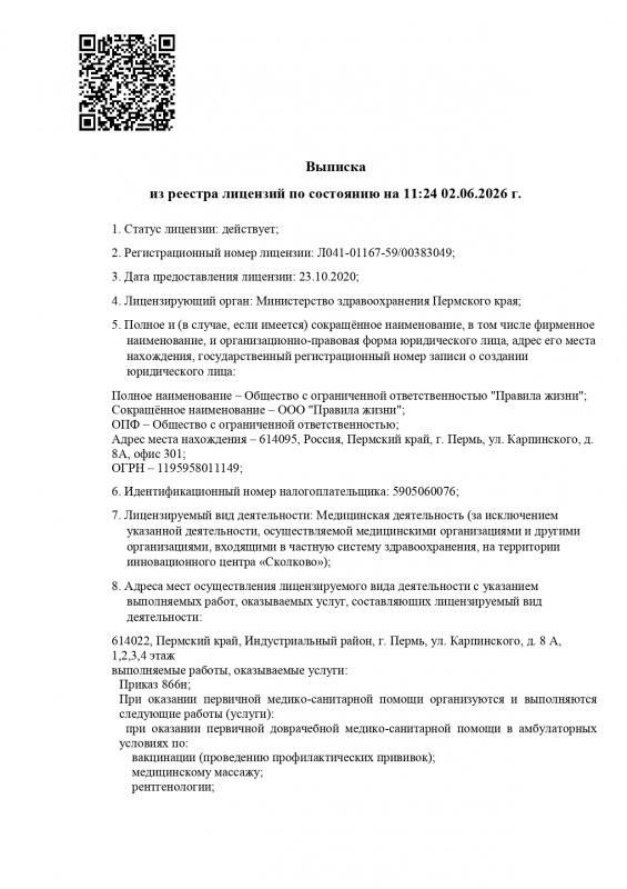 Выписка из реестра лицензий по состоянию на 02.06.2026г.